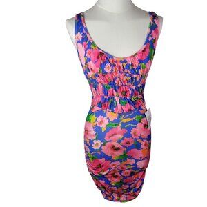 ASOS Design Tropical Floral Print Ruched Tank Swim Coverup Dress Size US 2